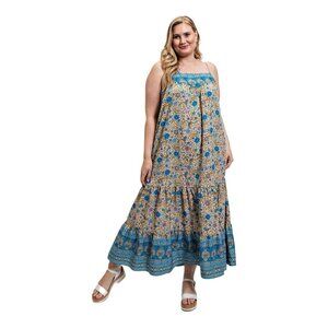 Aztec and Floral Print Maxi Dress